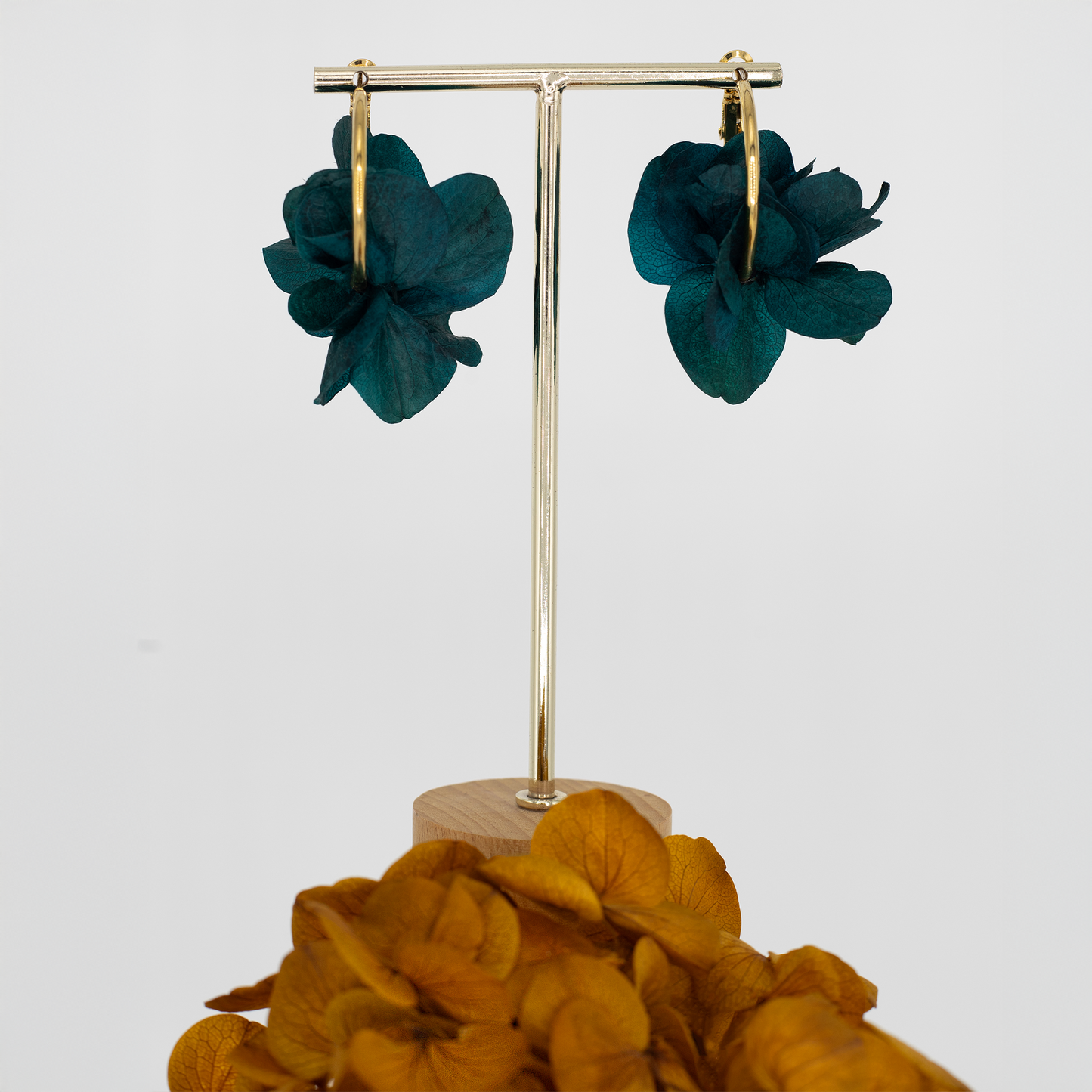 Boucles d'oreilles créoles - pétales verts canard