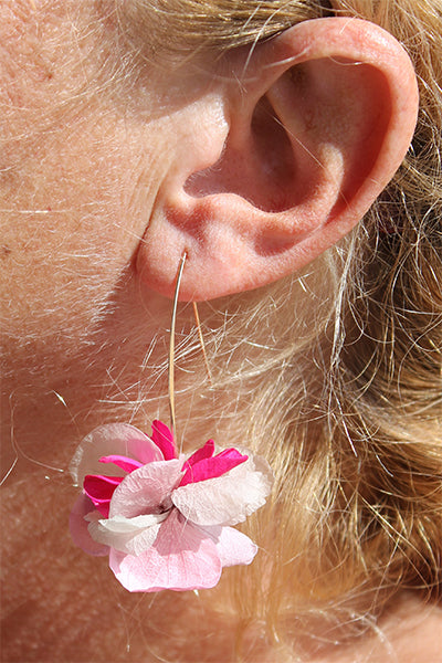 Boucles d'oreilles tiges bouquet de roses