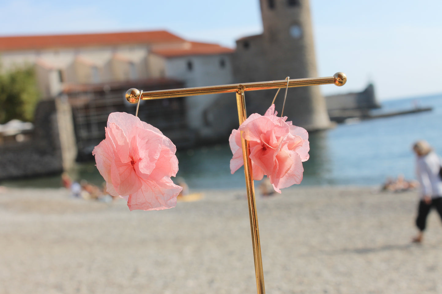 Boucles d'oreilles tiges rose absolu