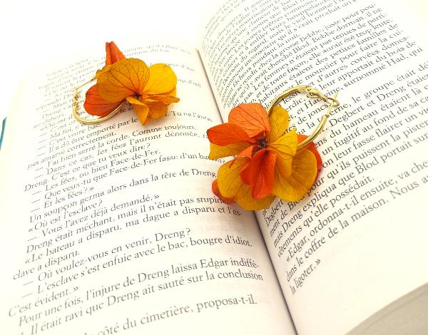 Boucles d'oreilles Créoles Jaune et Orange