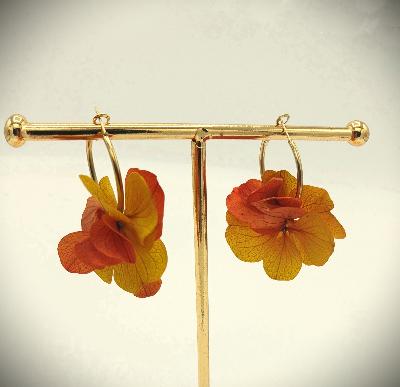 Boucles d'oreilles Créoles Jaune et Orange