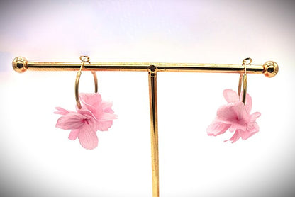 Boucles d'oreilles Créoles Vrai Rose