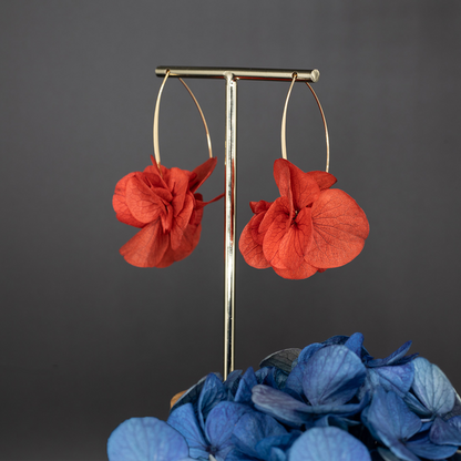 Boucles d'oreilles - tiges pétales corail