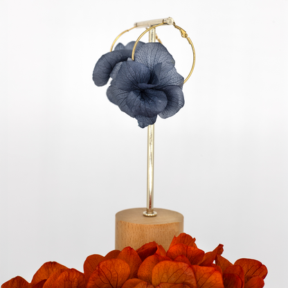 Boucles d'oreilles créoles - pétales gris