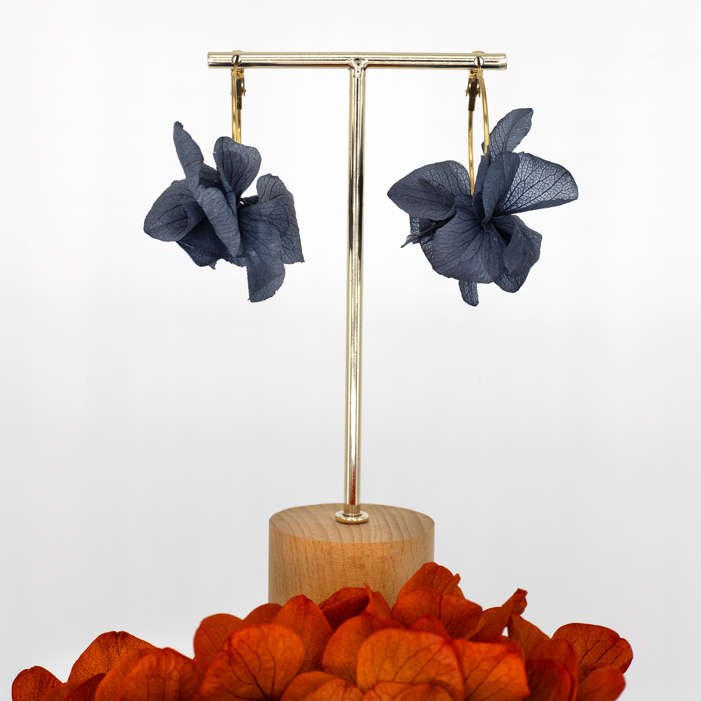 Boucles d'oreilles créoles - pétales gris