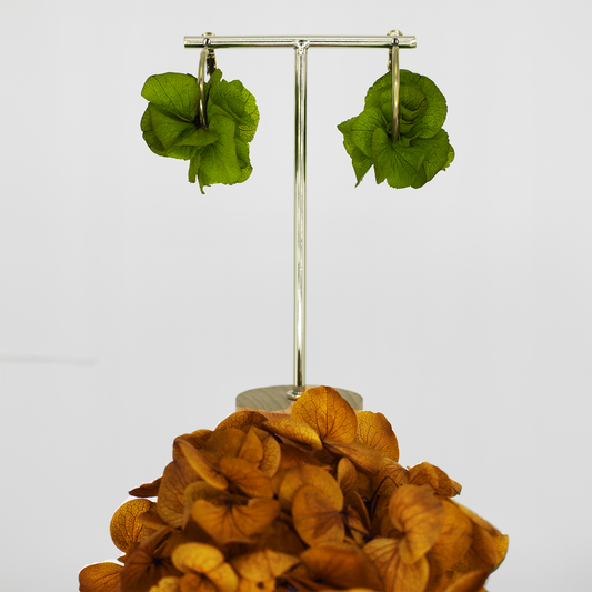 Boucles d'oreilles créoles - pétales verts