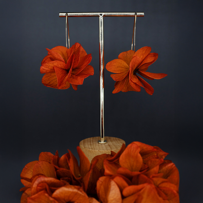 Boucles d'oreilles tiges - pétales rouille